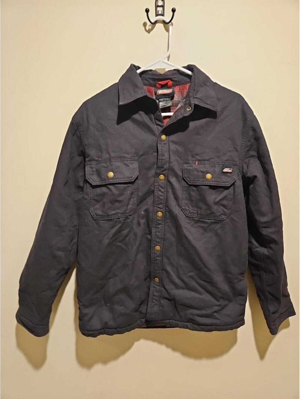 Dickies Button Up Flannel Lined Canvas Jacket Men's Medium Long Sleeve